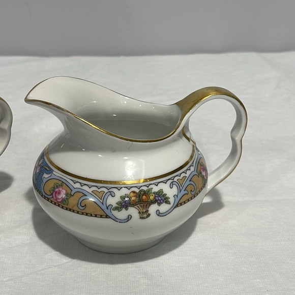 Crown Imperial Czechoslovakia Rosari fruit pattern sugar bowl creamer set of 2 - Picture 3 of 16